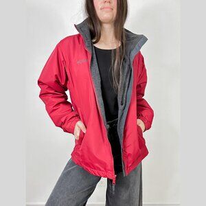 *Vintage Columbia Jacket Waterproof Fleece Lined Red Ladies